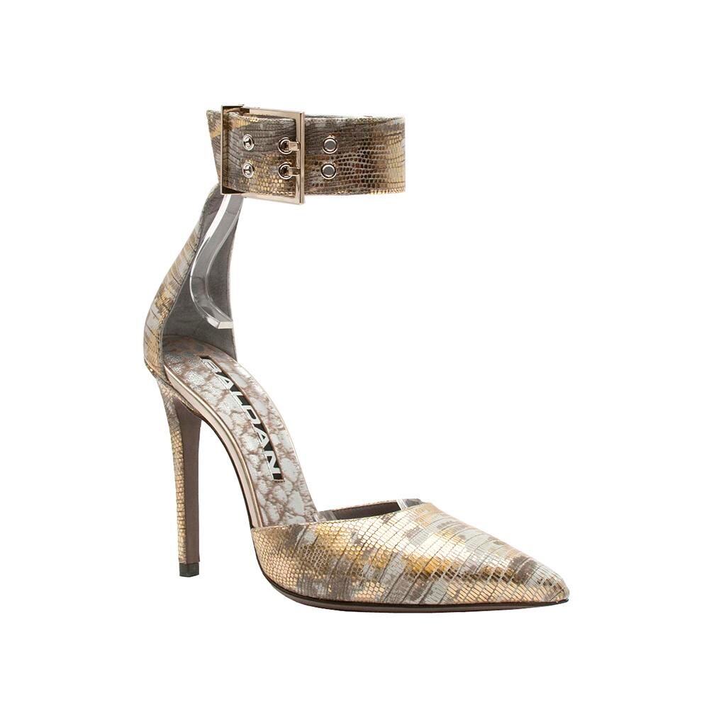 Baldan Reptile Ankle Strap Pump Gold Silver Cream size 40